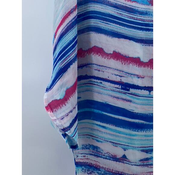 DECREE Women's Blue-Pink Sheer Short Sleeve Open-Front Shawl Cover-Up SZ S - Picture 4 of 9